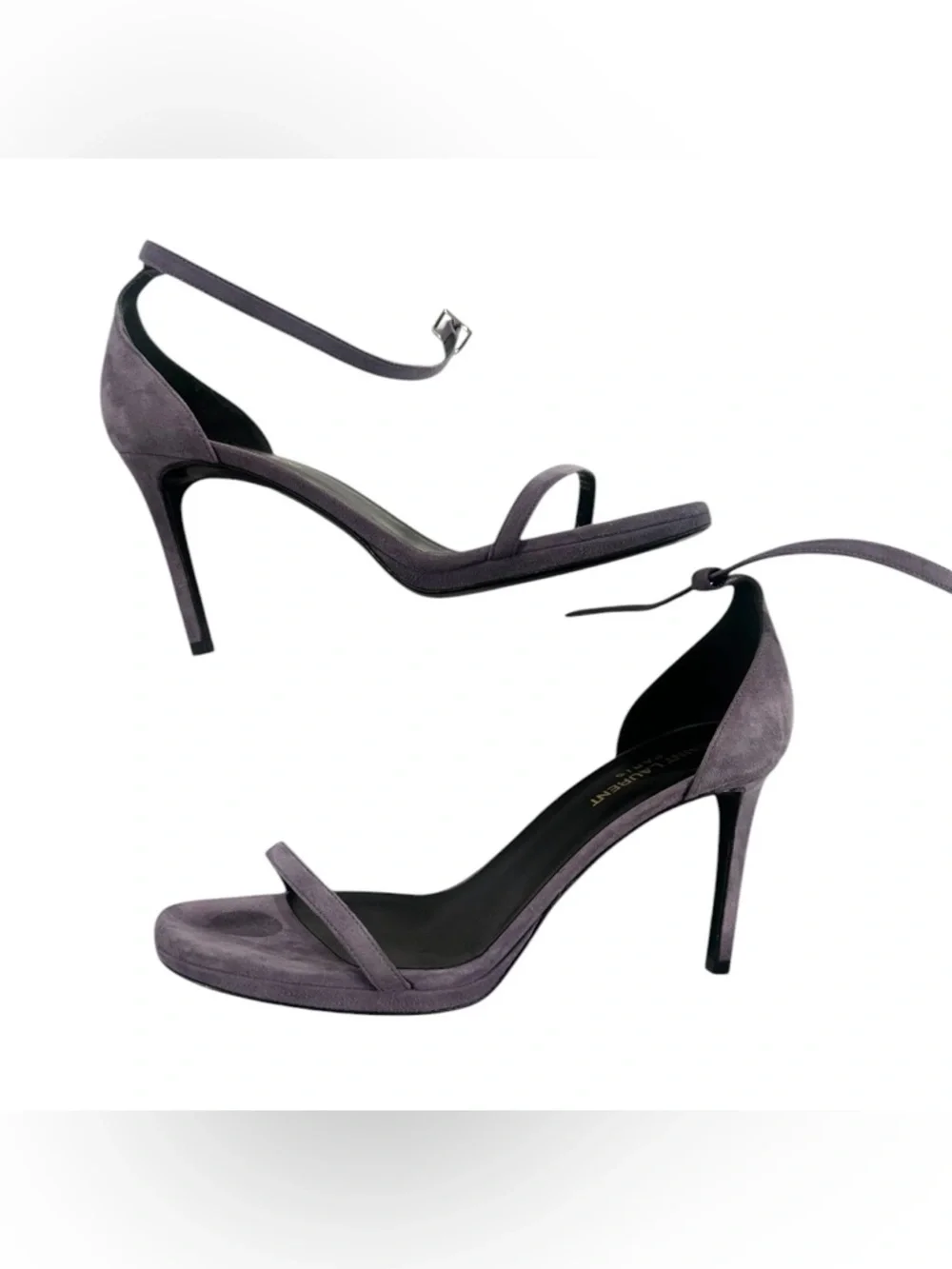 Saint Laurent Jane Suede Ankle Strap Stiletto Sandals - Picture 5 of 7